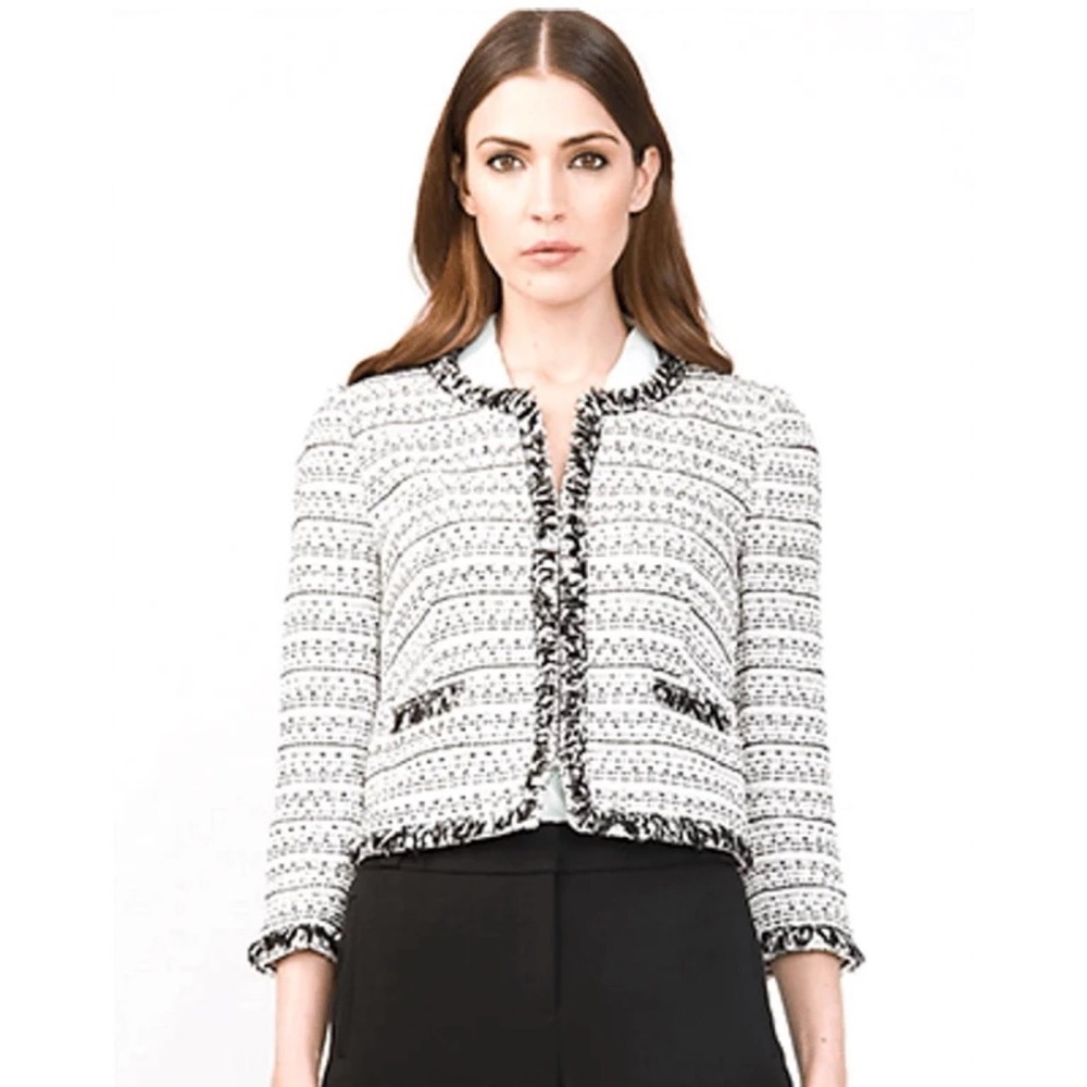 ALICE+OLIVIA White & Black
Cotton Tweed Cropped Jacket - Picture 1 of 6